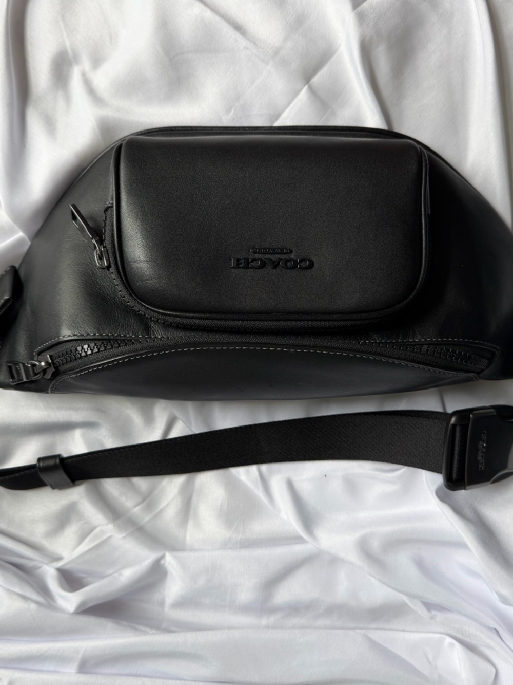 Coach RACER Black Smooth Leather Belt/Crossbody Bag - Picture 2 of 5